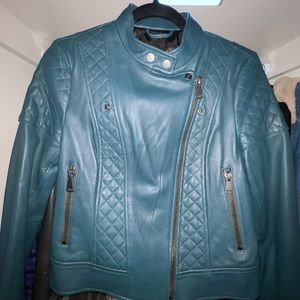 Bagatelle NYC sz s turquoise genuine leather moto jacket